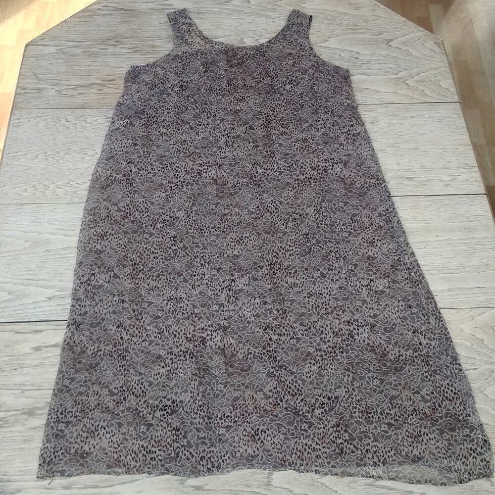 Robbie Bee size 24W 100% silk sleeveless long maxi dress brown animal print